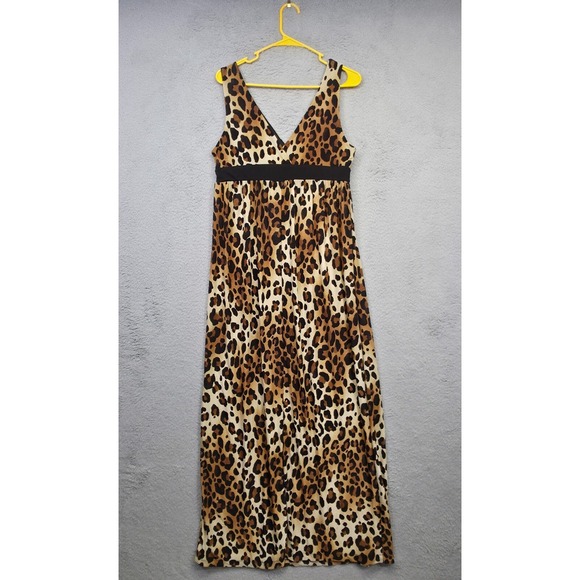 Zealous Dress Womens L Maxi Babydoll Animal Print Mob Wife Leopard Baddie Y2K - Picture 3 of 16